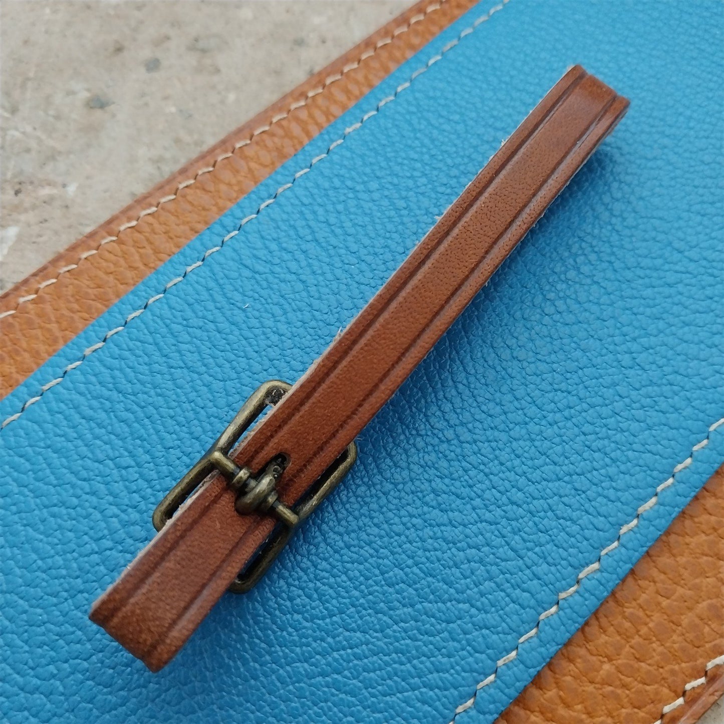 3/8" Brown Harness Leather Watch Fob Strap & Antique Brass Finish Buckle