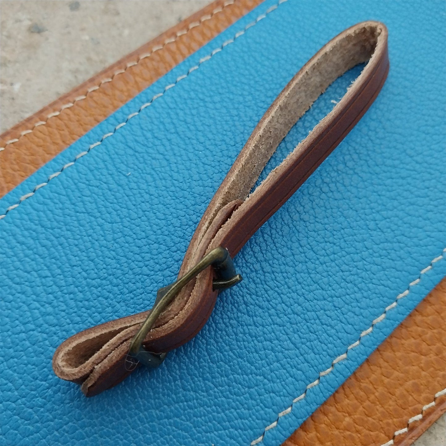 3/8" Brown Harness Leather Watch Fob Strap & Antique Brass Finish Buckle