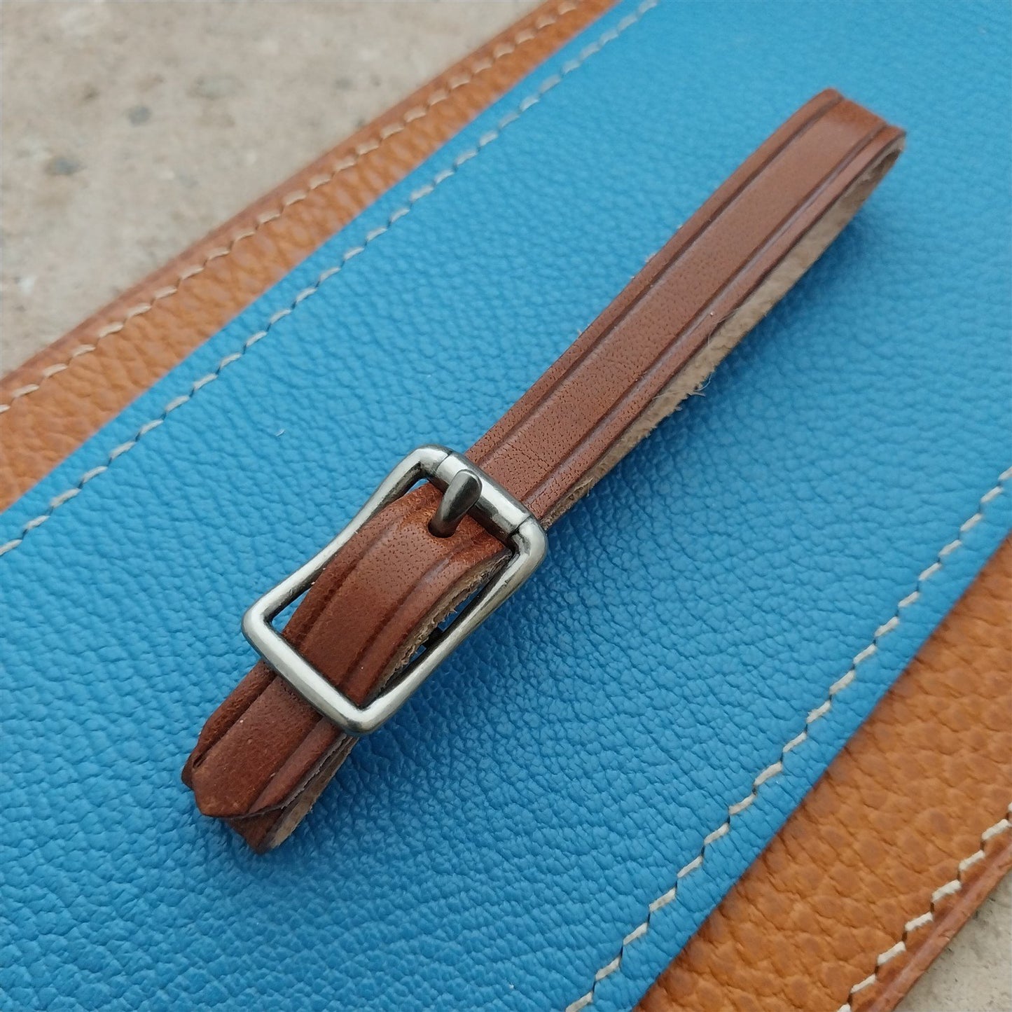 3/8" Brown Harness Leather Watch Fob Strap & Antique Nickel Finish Buckle