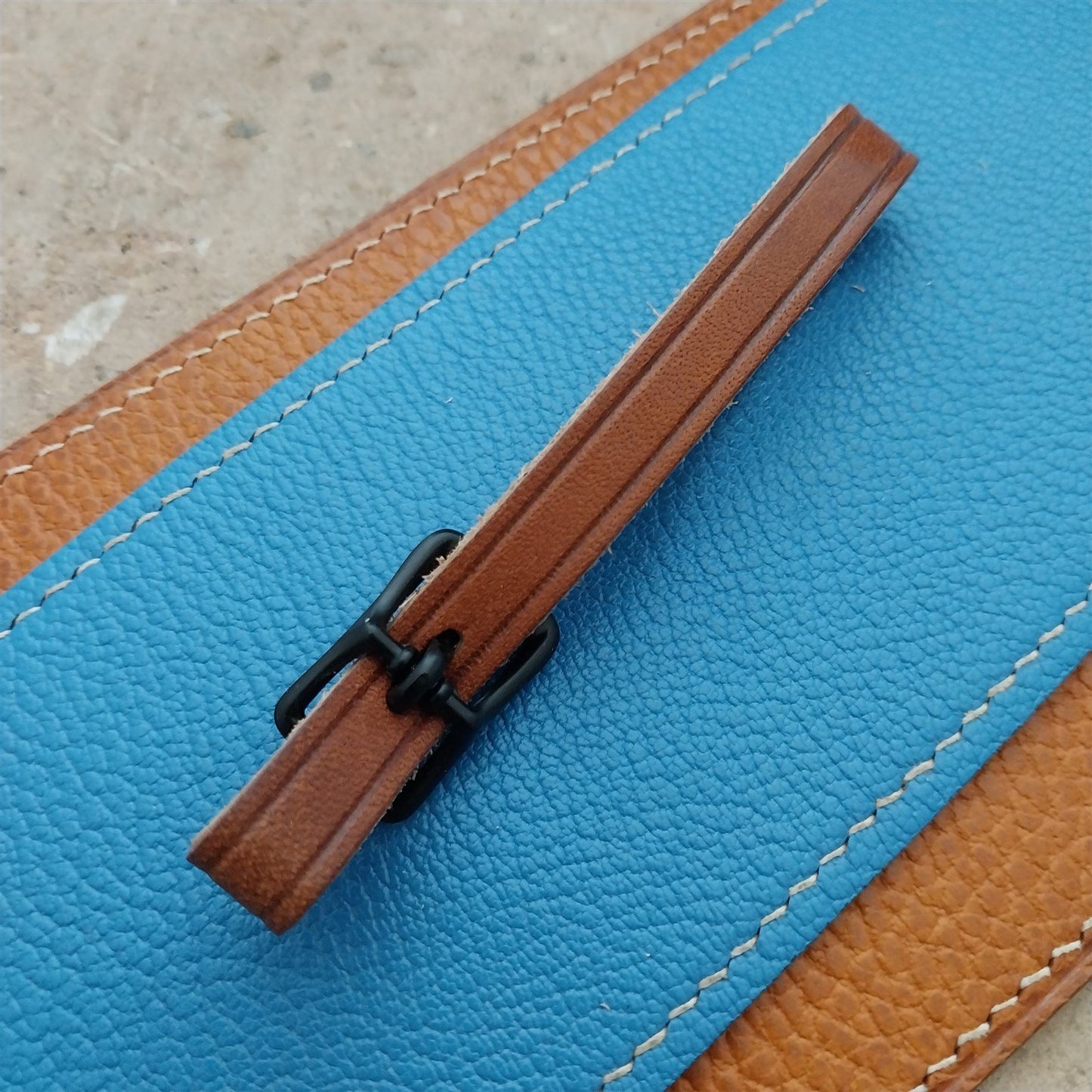 3/8" Brown Harness Leather Watch Fob Strap & Black Finish Buckle