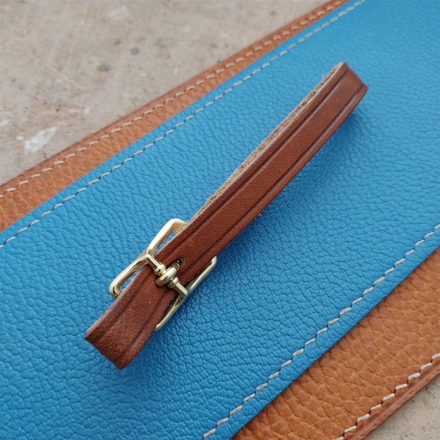 3/8" Brown Harness Leather Watch Fob Strap & Gold Finish Buckle