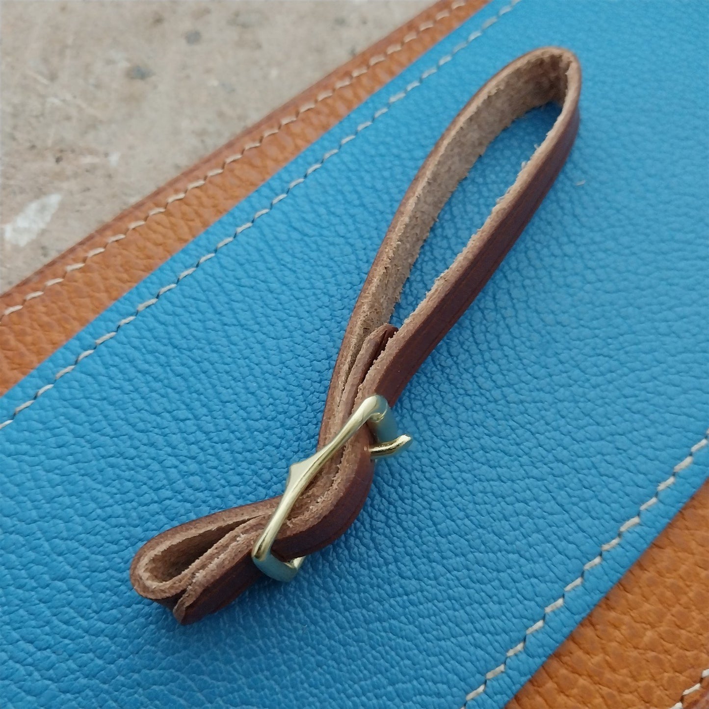 3/8" Brown Harness Leather Watch Fob Strap & Gold Finish Buckle