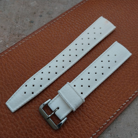 Vintage 19mm Swiss Tropic Straight End White Unused NOS 1970s Diver Watch Strap