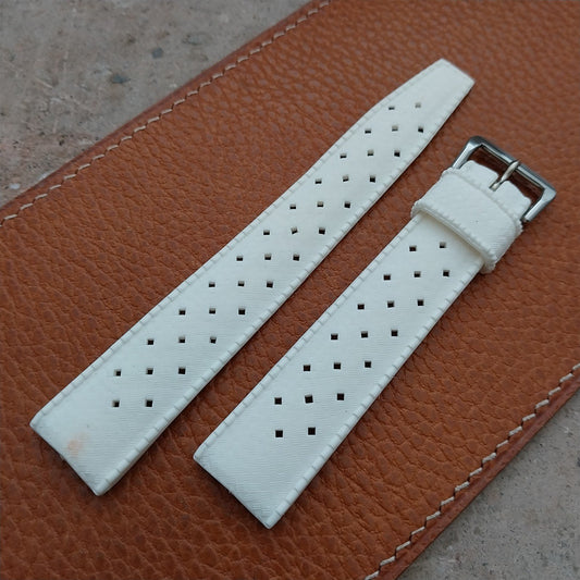 Vintage 19mm Swiss Tropic Straight End White Unused NOS 1970s Diver Watch Strap