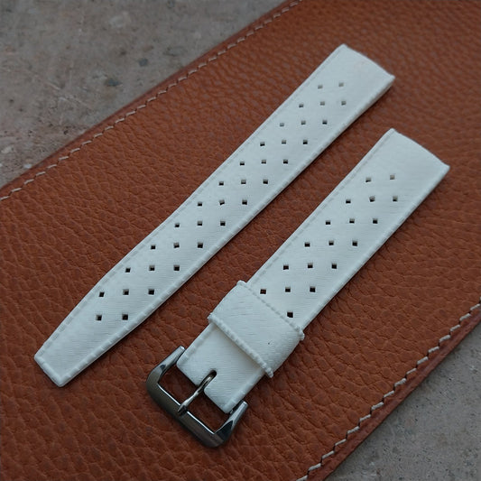 Vintage 19mm Swiss Tropic Straight End White Unused NOS 1970s Diver Watch Strap