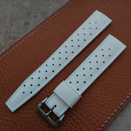 Vintage 19mm Swiss Tropic Straight End White Unused NOS 1970s Diver Watch Strap