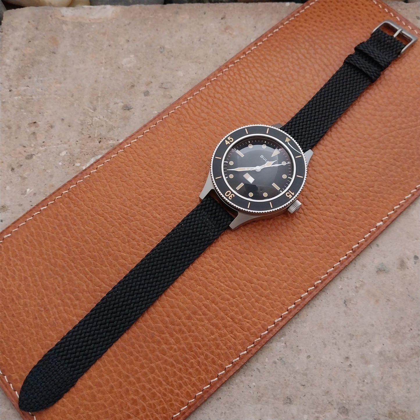 Vintage 16mm Braided Perlon 2-Piece Swiss 1960s Unused Field Watch Strap