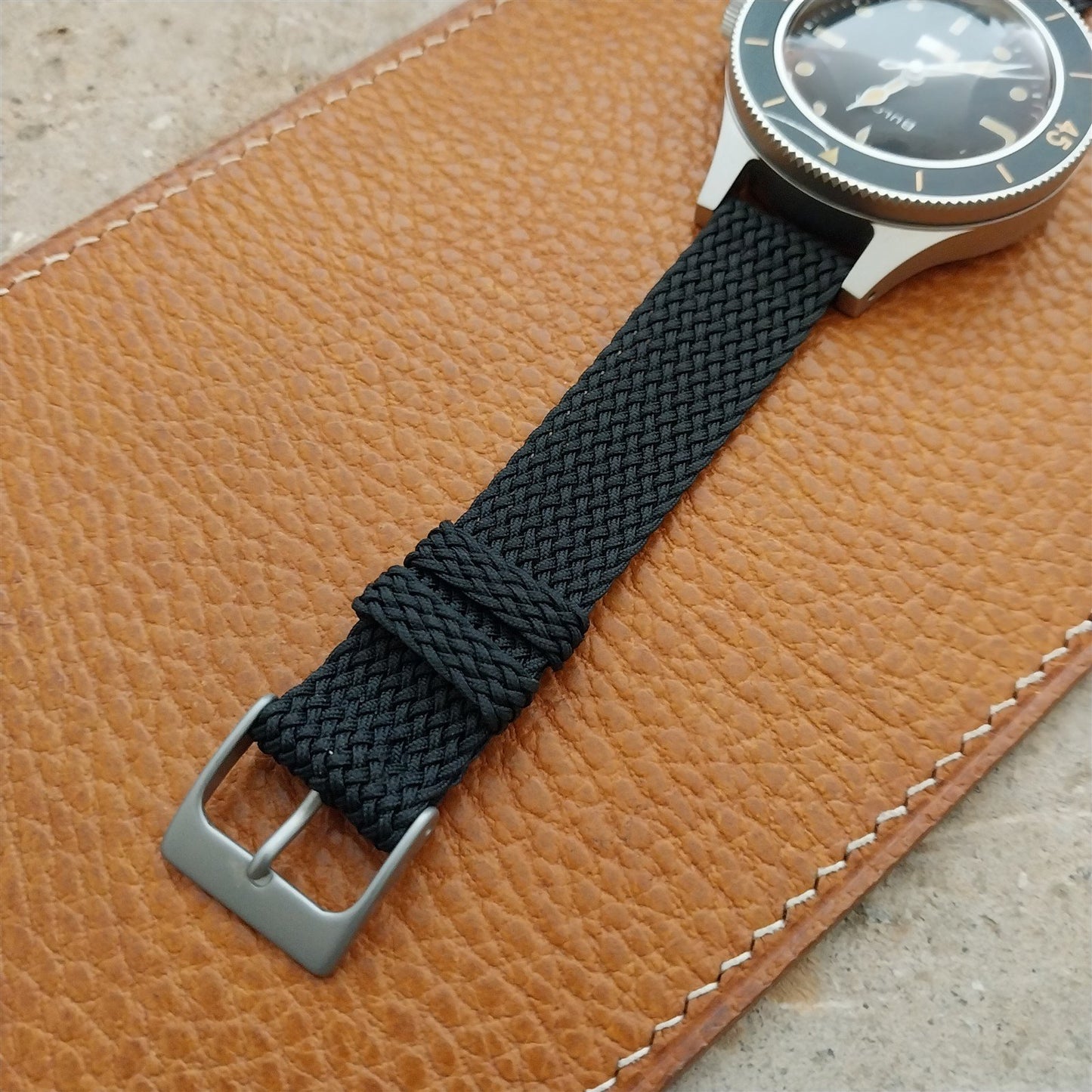 Vintage 16mm Braided Perlon 2-Piece Swiss 1960s Unused Field Watch Strap