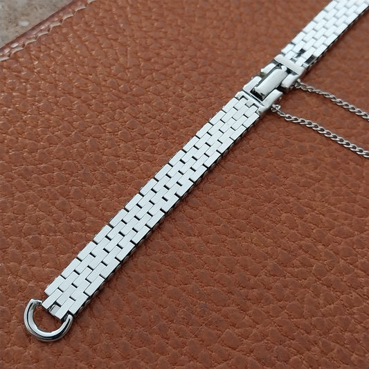 Vintage White Gold-Filled Ladies Basketweave Kreisler 1950s Cocktail Watch Band