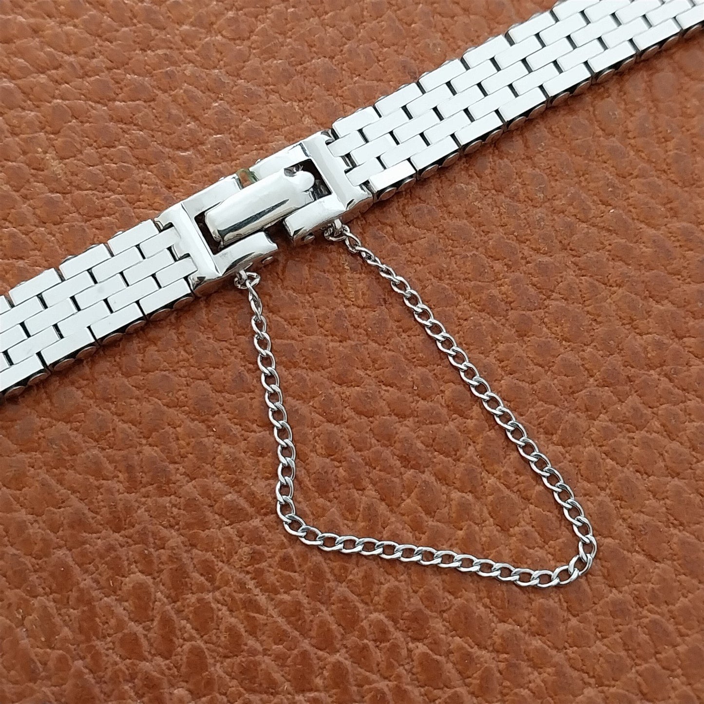 Vintage White Gold-Filled Ladies Basketweave Kreisler 1950s Cocktail Watch Band