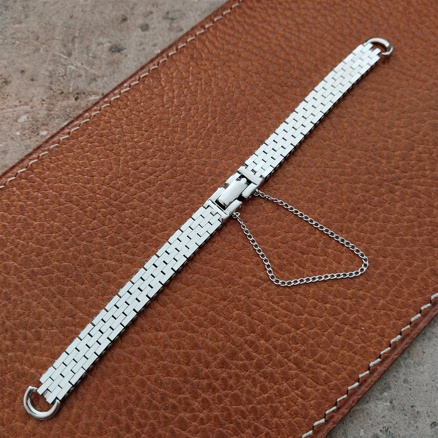 Vintage White Gold-Filled Ladies Basketweave Kreisler 1950s Cocktail Watch Band