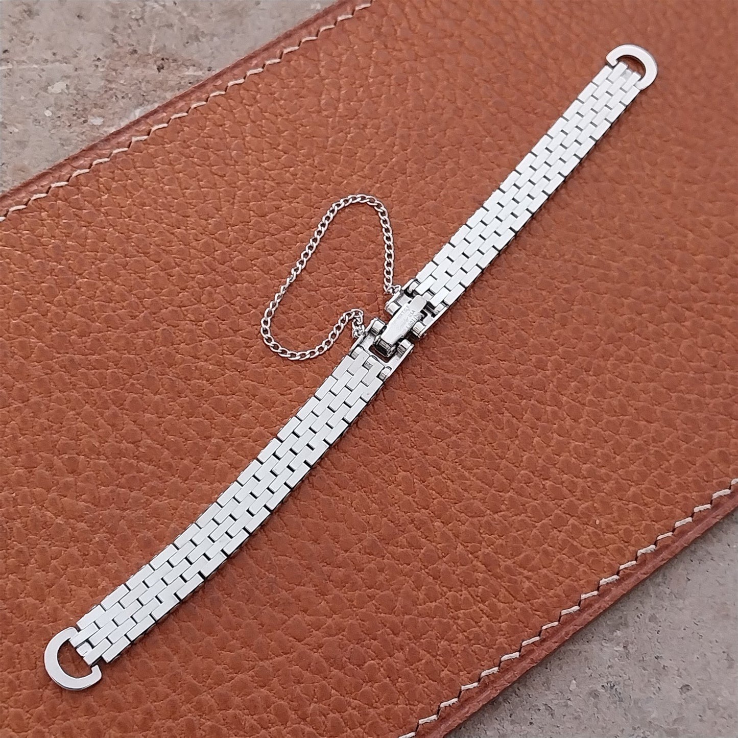 Vintage White Gold-Filled Ladies Basketweave Kreisler 1950s Cocktail Watch Band