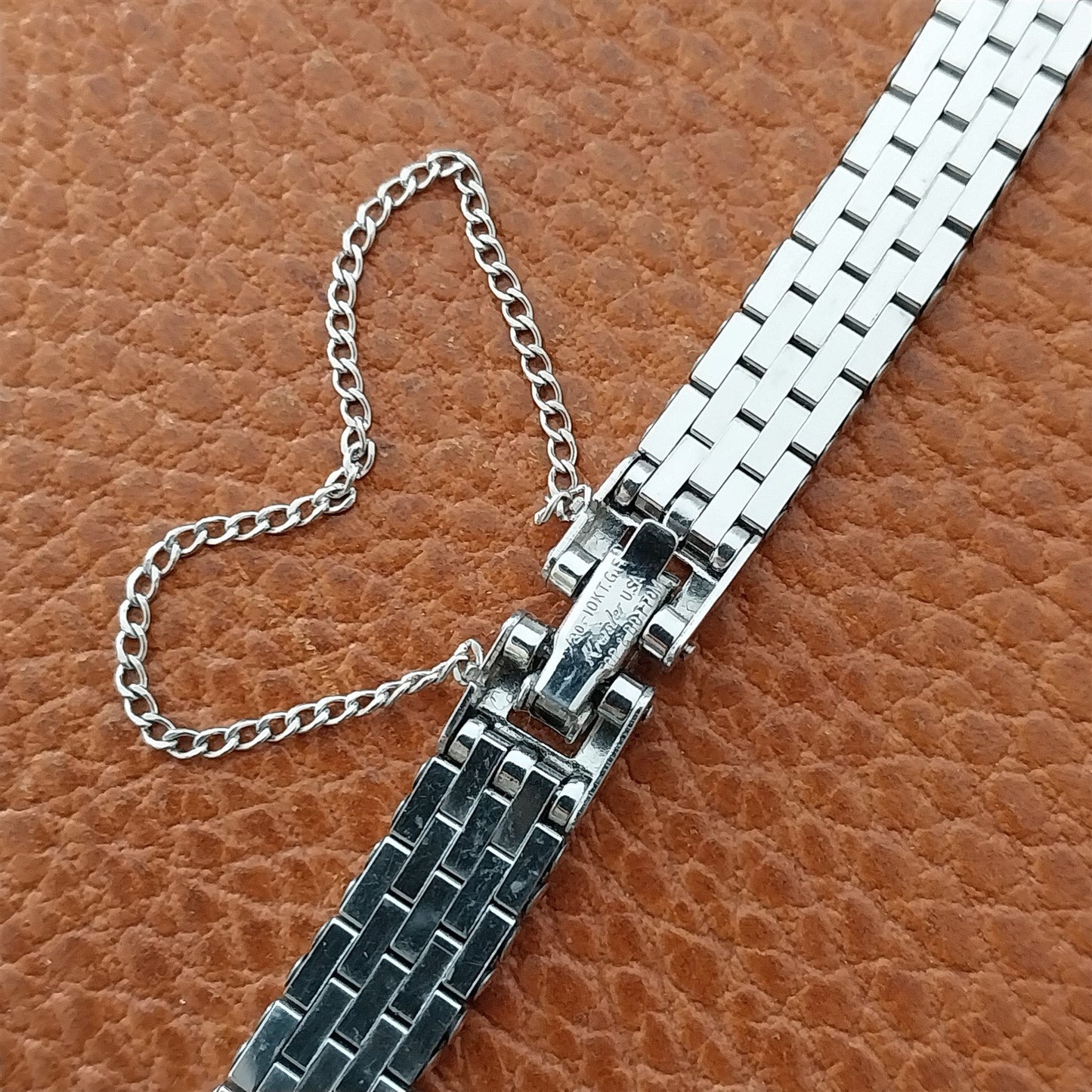 Vintage White Gold-Filled Ladies Basketweave Kreisler 1950s Cocktail Watch Band