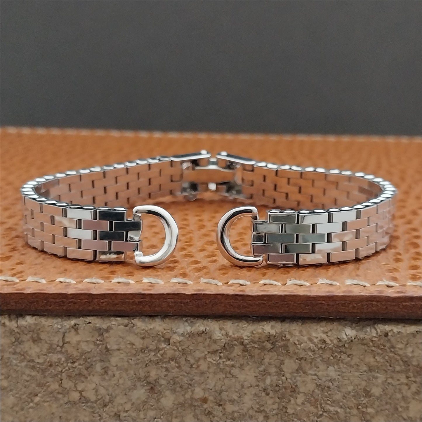Vintage White Gold-Filled Ladies Basketweave Kreisler 1950s Cocktail Watch Band