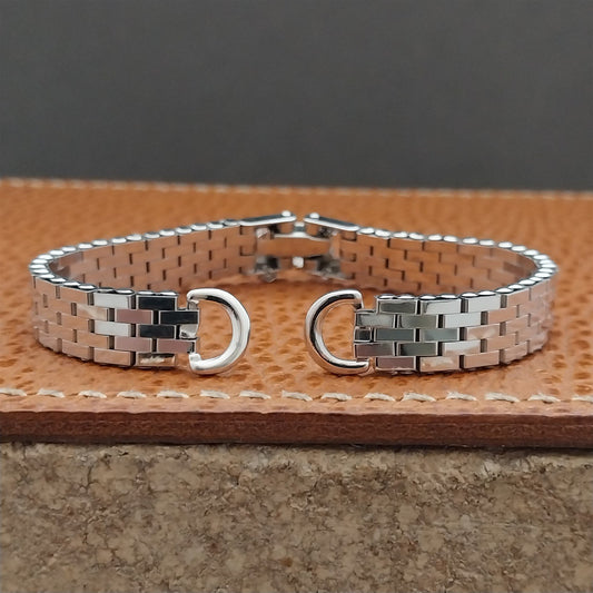 Vintage White Gold-Filled Ladies Basketweave Kreisler 1950s Cocktail Watch Band