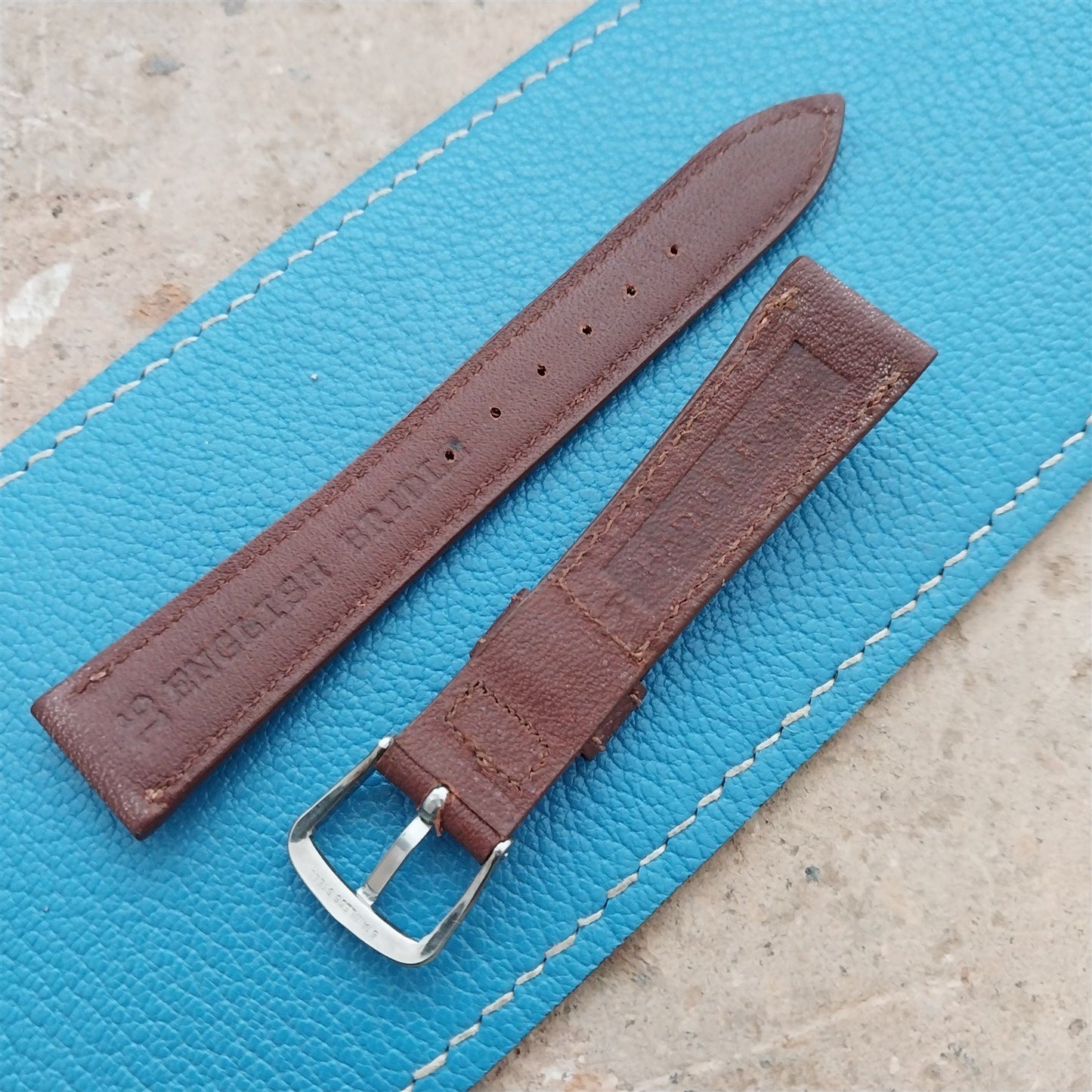 16mm Hadley-Roma Brown English Bridle Leather Vintage Watch Strap