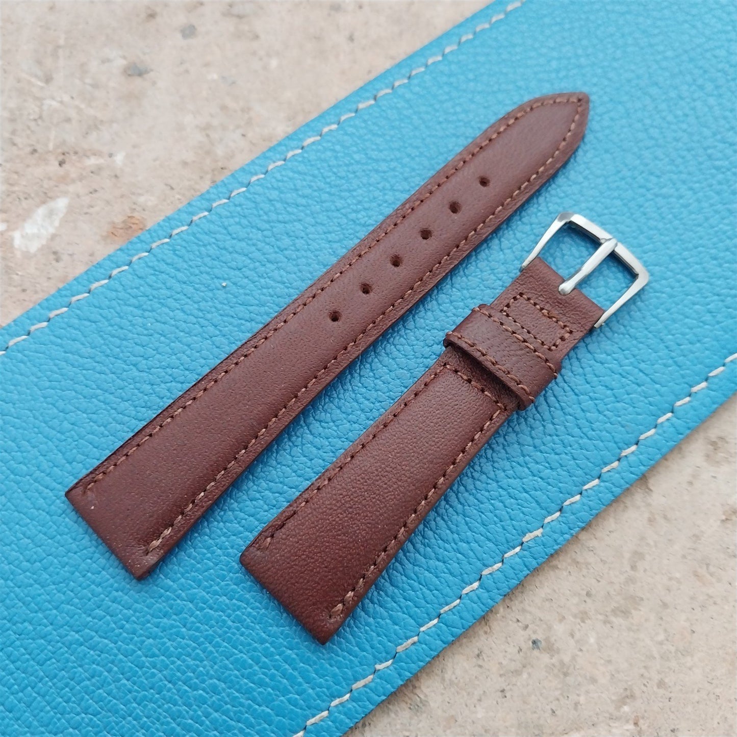16mm Hadley-Roma Brown English Bridle Leather Vintage Watch Strap