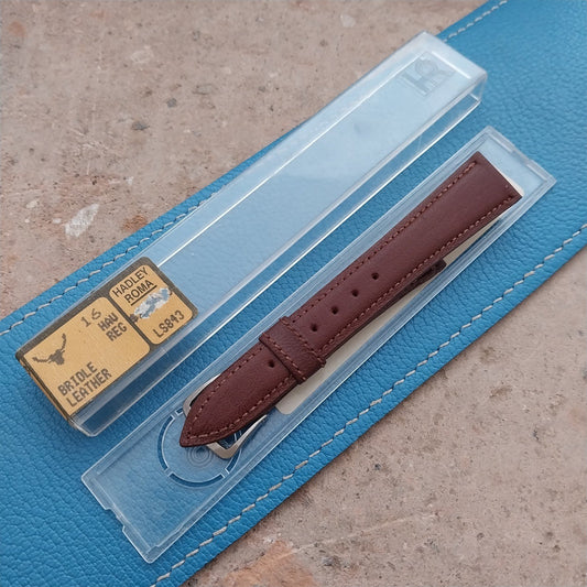 16mm Hadley-Roma Brown English Bridle Leather Vintage Watch Strap
