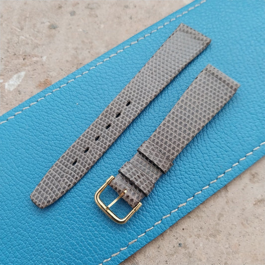 Vintage 5/8" Kalbe France Short Gray Lizard 1970s Classic Tapered Watch Strap