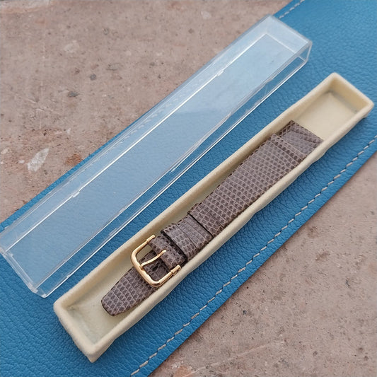 Vintage 5/8" Kalbe France Short Gray Lizard 1970s Classic Tapered Watch Strap