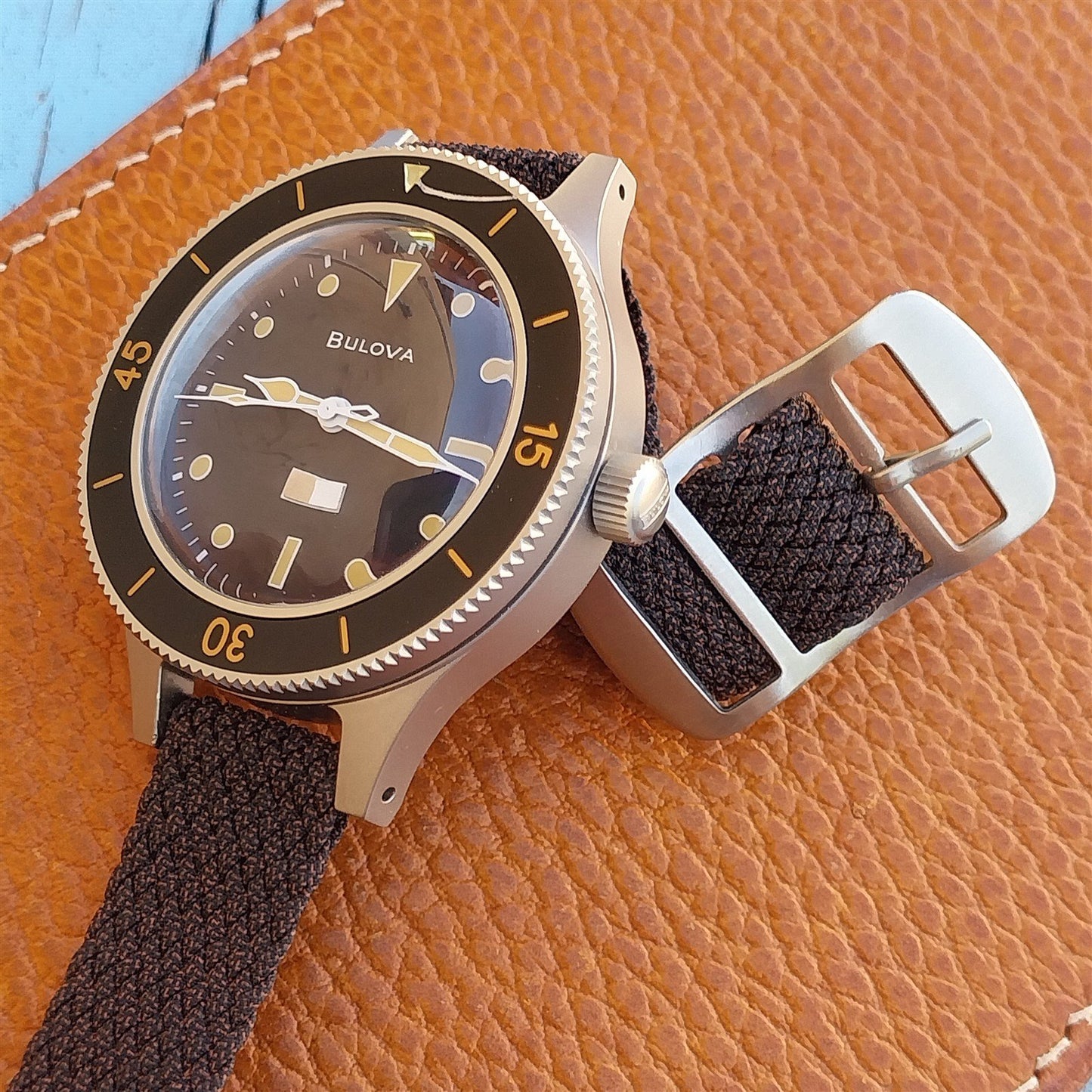 1960s Braided Perlon 2-piece Brown Melange 16mm Field Watch Strap