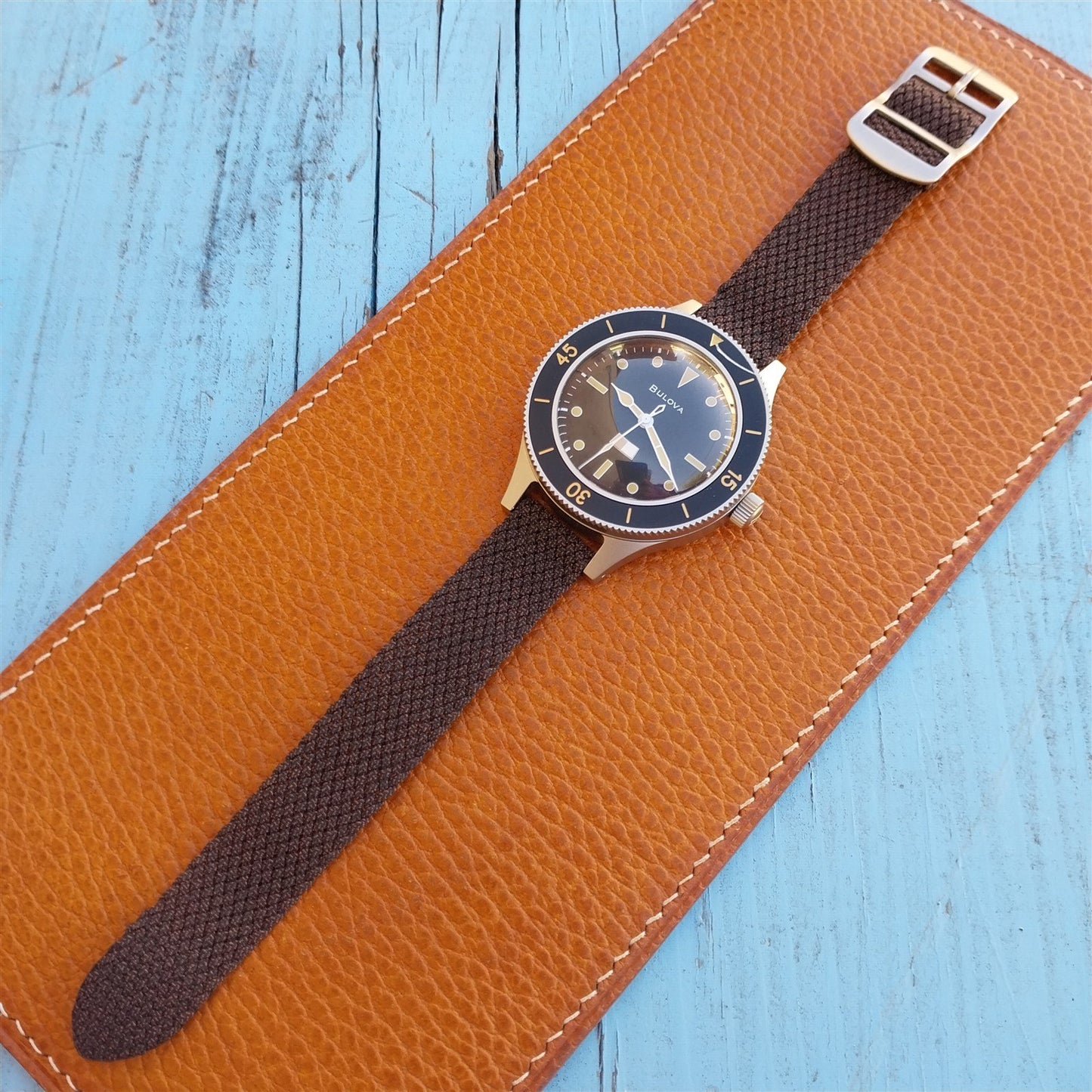 1960s Braided Perlon 2-piece Brown Melange 16mm Field Watch Strap