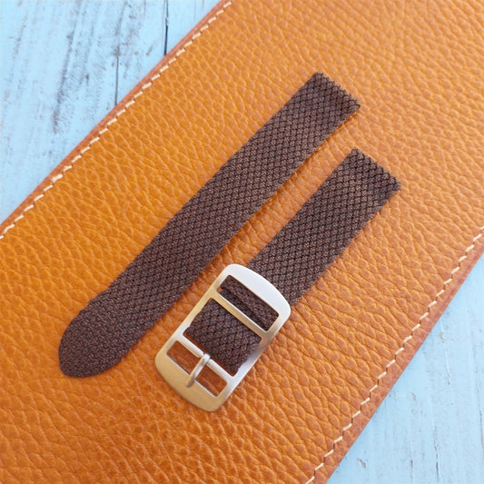 1960s Braided Perlon 2-piece Brown Melange 16mm Field Watch Strap