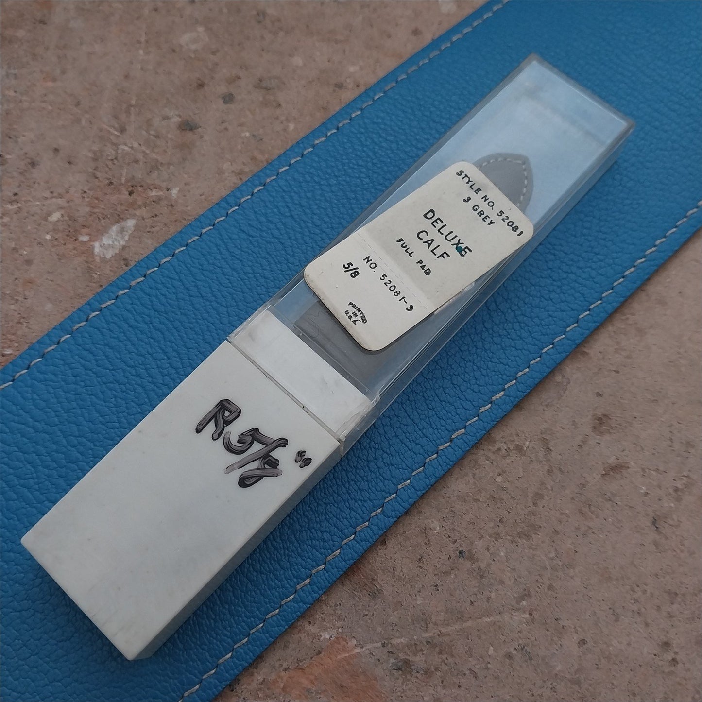 16mm Kreisler Padded Gray Calfskin Unused 1950s Vintage Watch Strap