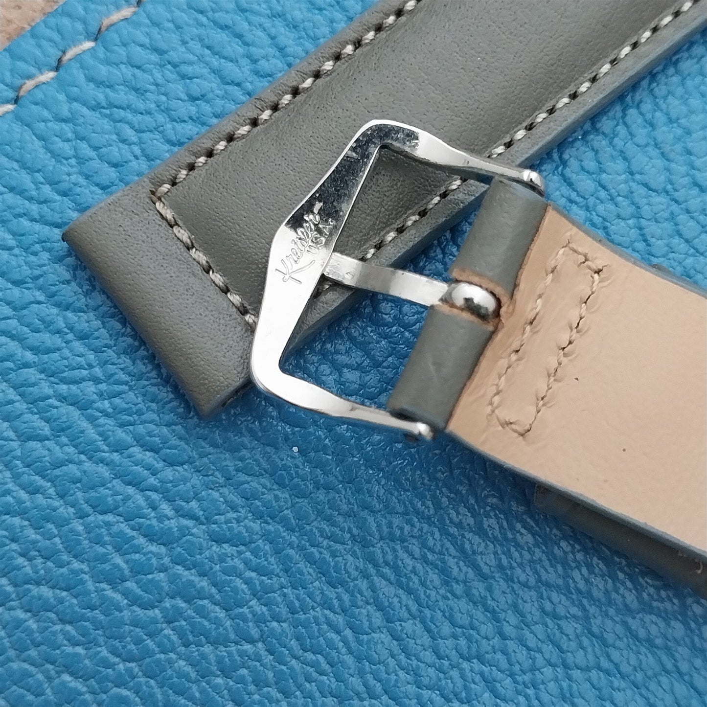16mm Kreisler Padded Gray Calfskin Unused 1950s Vintage Watch Strap