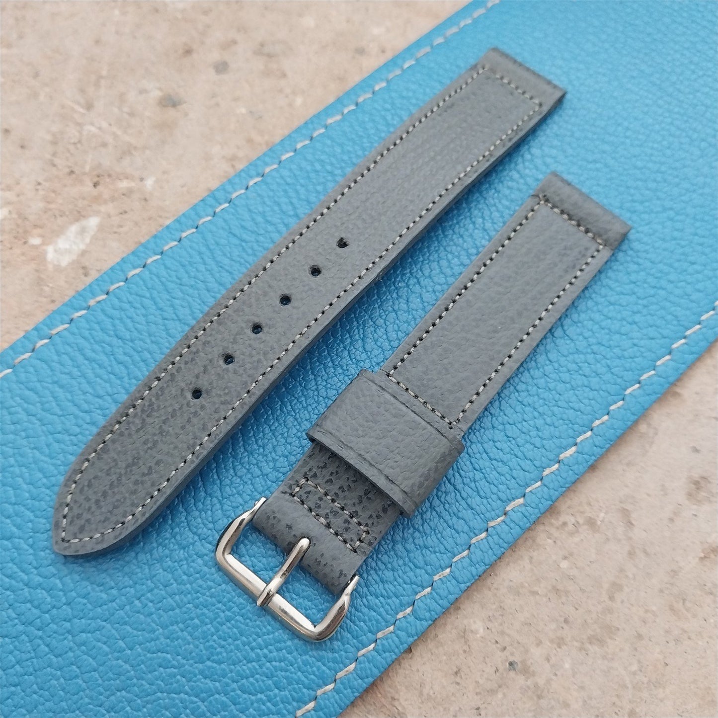 16mm Kreisler Gray Saddle Leather Unused 1950s nos Vintage Watch Strap