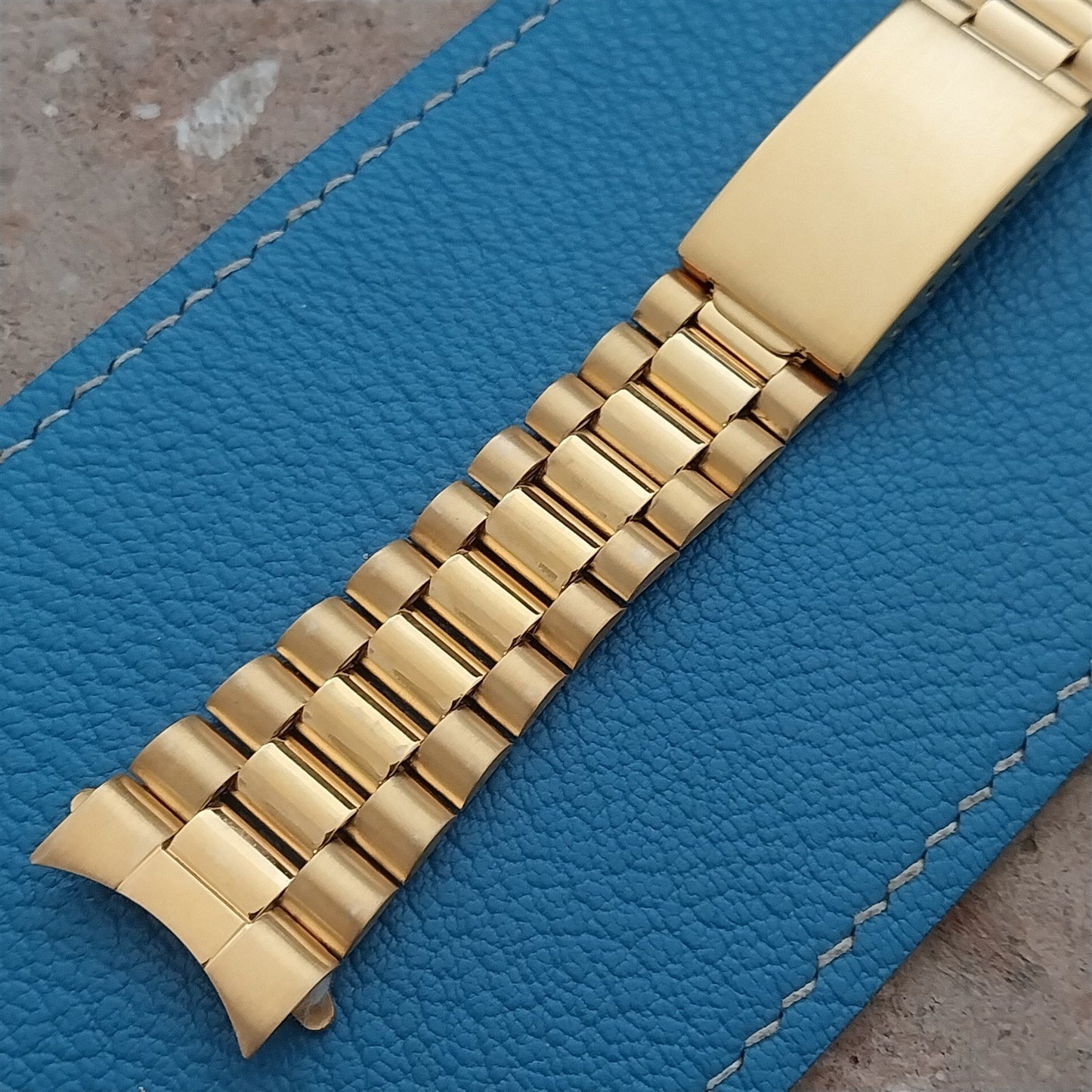 20mm Gold-Tone President Curved End Speidel Hirsch Unused Watch Band