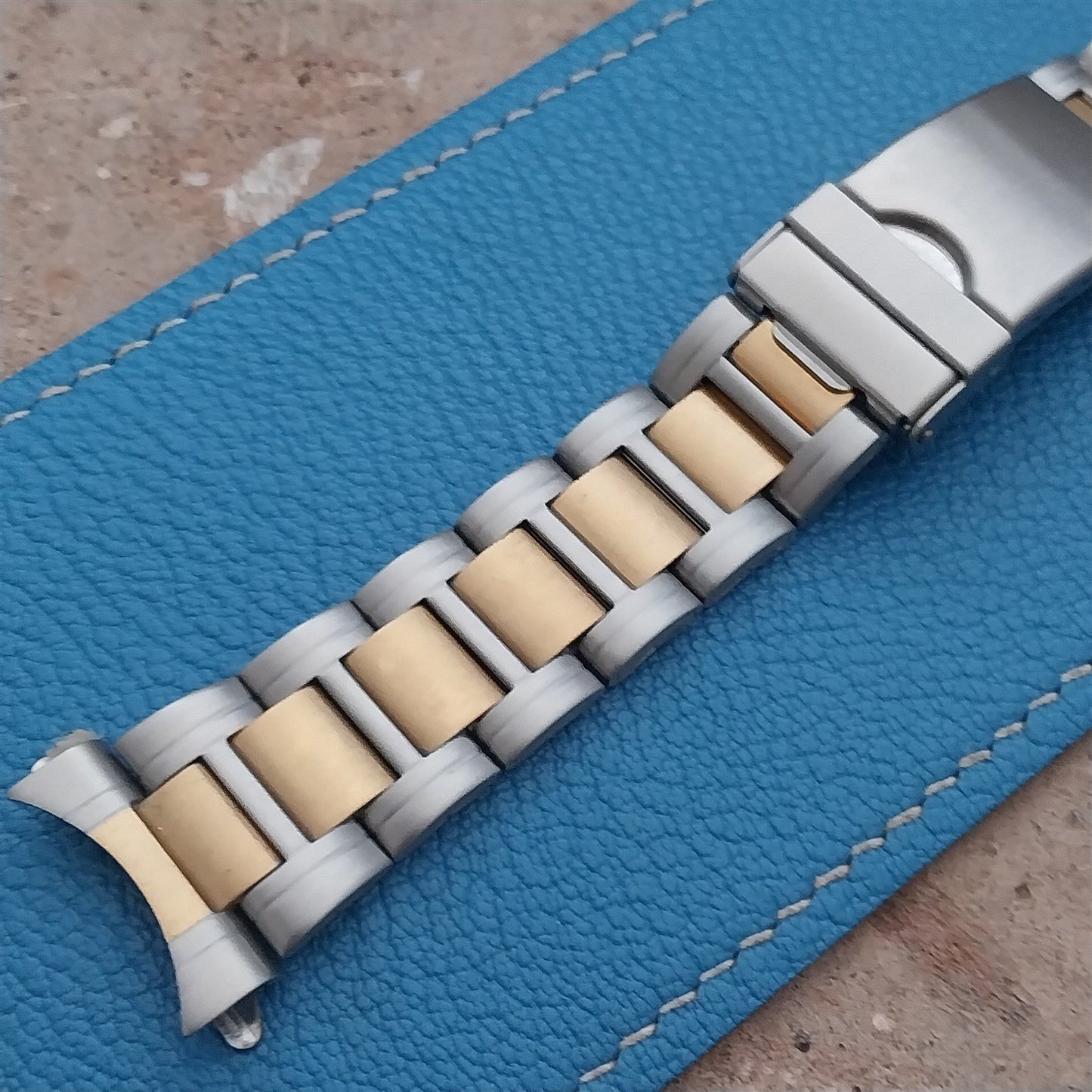 1990s Vintage Speidel Stainless Steel & Gold-Tone 22mm Unused Classic Watch Band