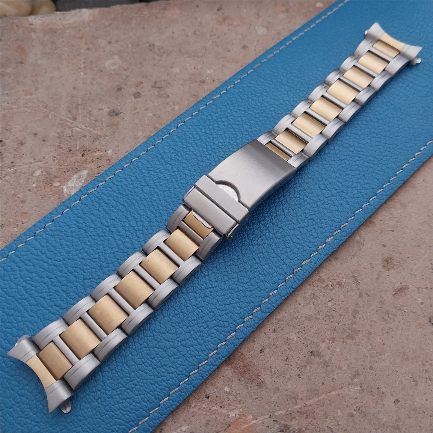1990s Vintage Speidel Stainless Steel & Gold-Tone 22mm Unused Classic Watch Band