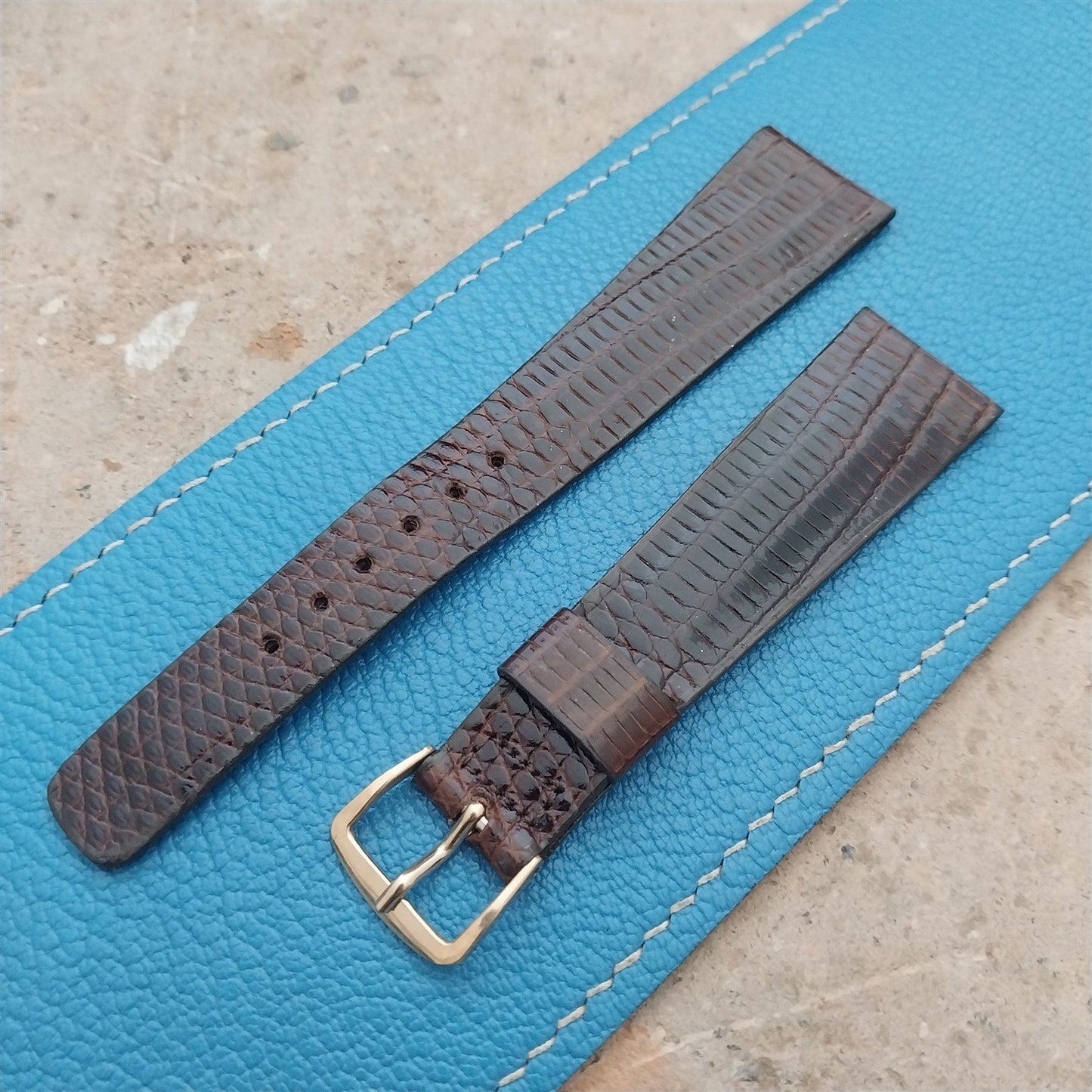 20mm Hamilton Lizard NOS Vintage Watch Strap & Gold Logo Buckle