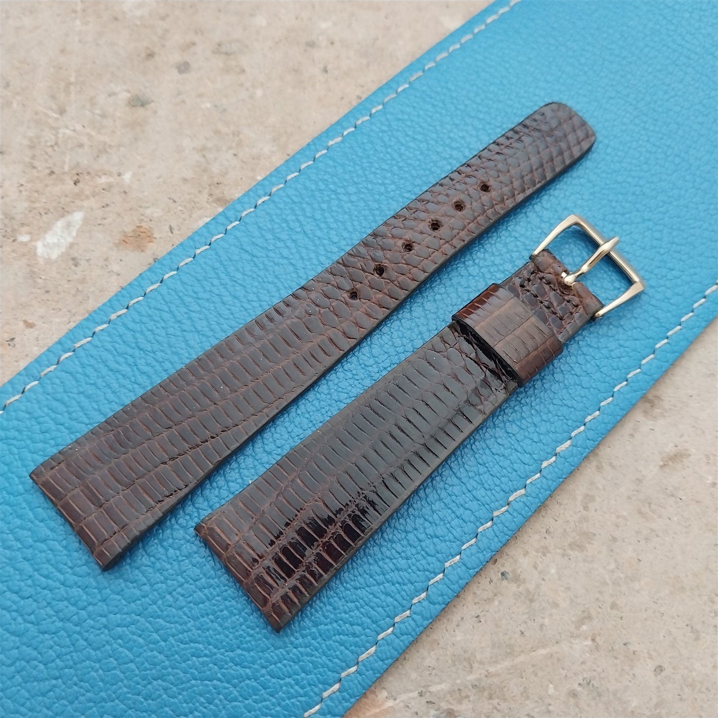 20mm Hamilton Lizard NOS Vintage Watch Strap & Gold Logo Buckle