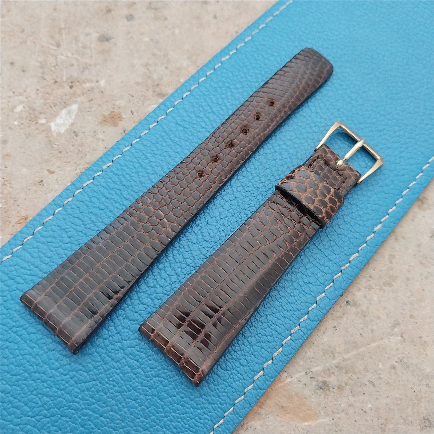 20mm Hamilton Lizard NOS Unused Vintage Watch Strap & Gold Logo Buckle