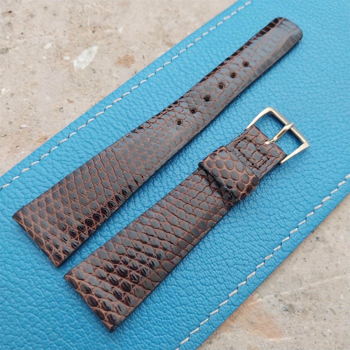 20mm Hamilton Lizard NOS Vintage Watch Strap & Gold Logo Buckle