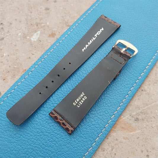 20mm Hamilton Lizard NOS Unused Vintage Watch Strap & Gold Logo Buckle