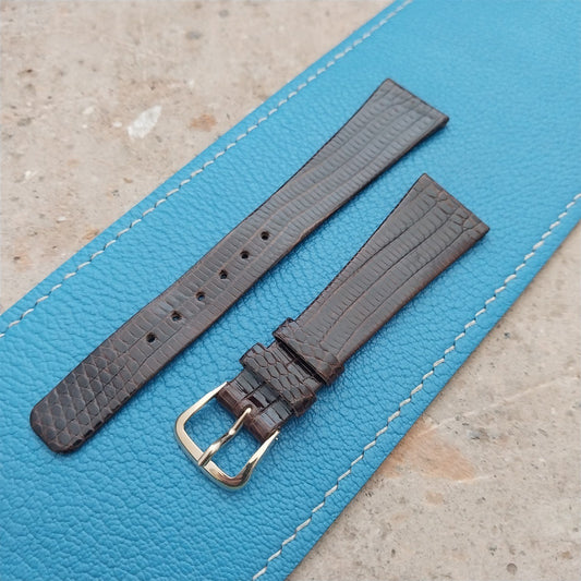 19mm Hamilton Lizard NOS Unused Vintage Watch Strap & Gold Logo Buckle