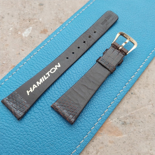 19mm Hamilton Lizard NOS Unused Vintage Watch Strap & Gold Logo Buckle