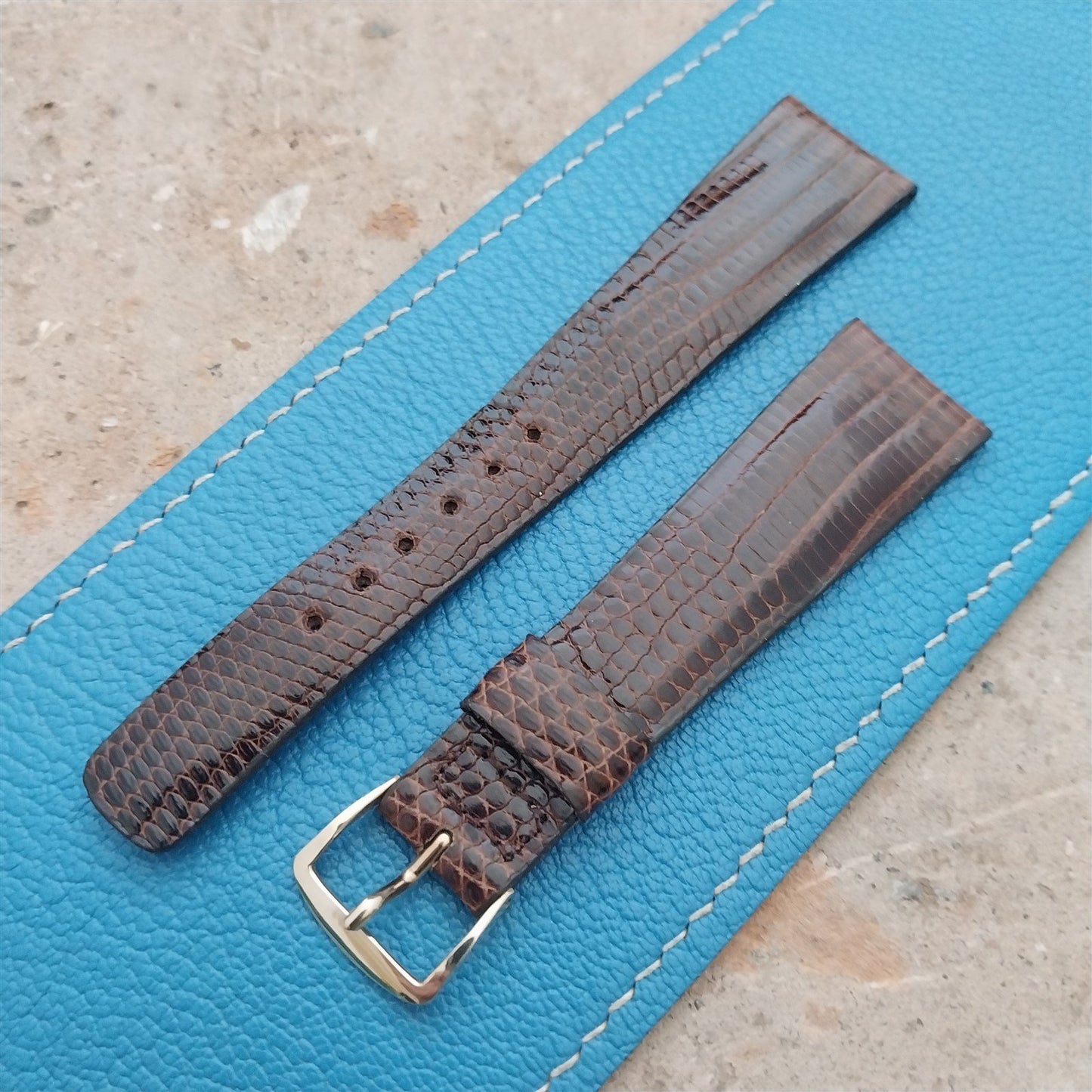 20mm Hamilton Lizard NOS Vintage Watch Strap & Gold Logo Buckle