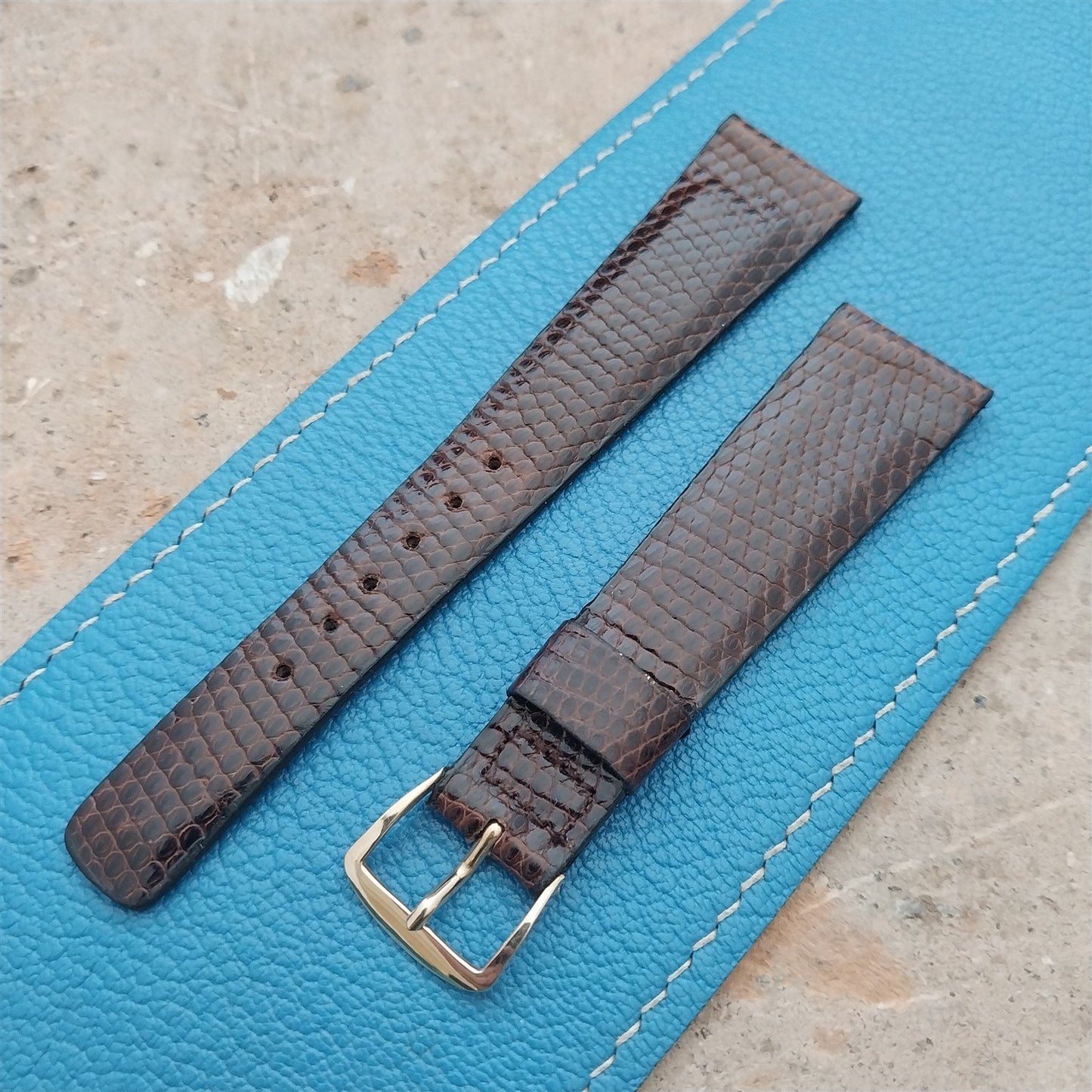 20mm Hamilton Lizard NOS Vintage Watch Strap & Gold Logo Buckle