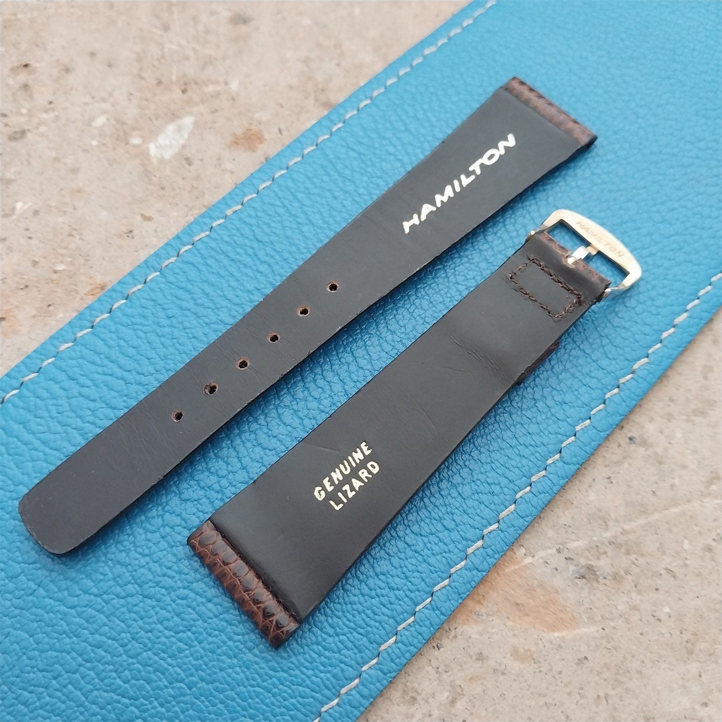 20mm Hamilton Lizard NOS Vintage Watch Strap & Gold Logo Buckle