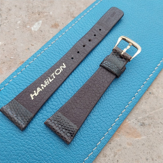 19mm Hamilton Lizard NOS Unused Vintage Watch Strap & Gold Logo Buckle