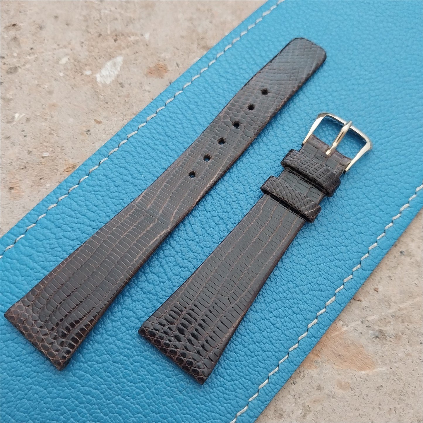 19mm Hamilton Lizard NOS Unused Vintage Watch Strap & Gold Logo Buckle