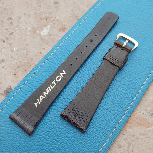 19mm Hamilton Lizard NOS Unused Vintage Watch Strap & Gold Logo Buckle