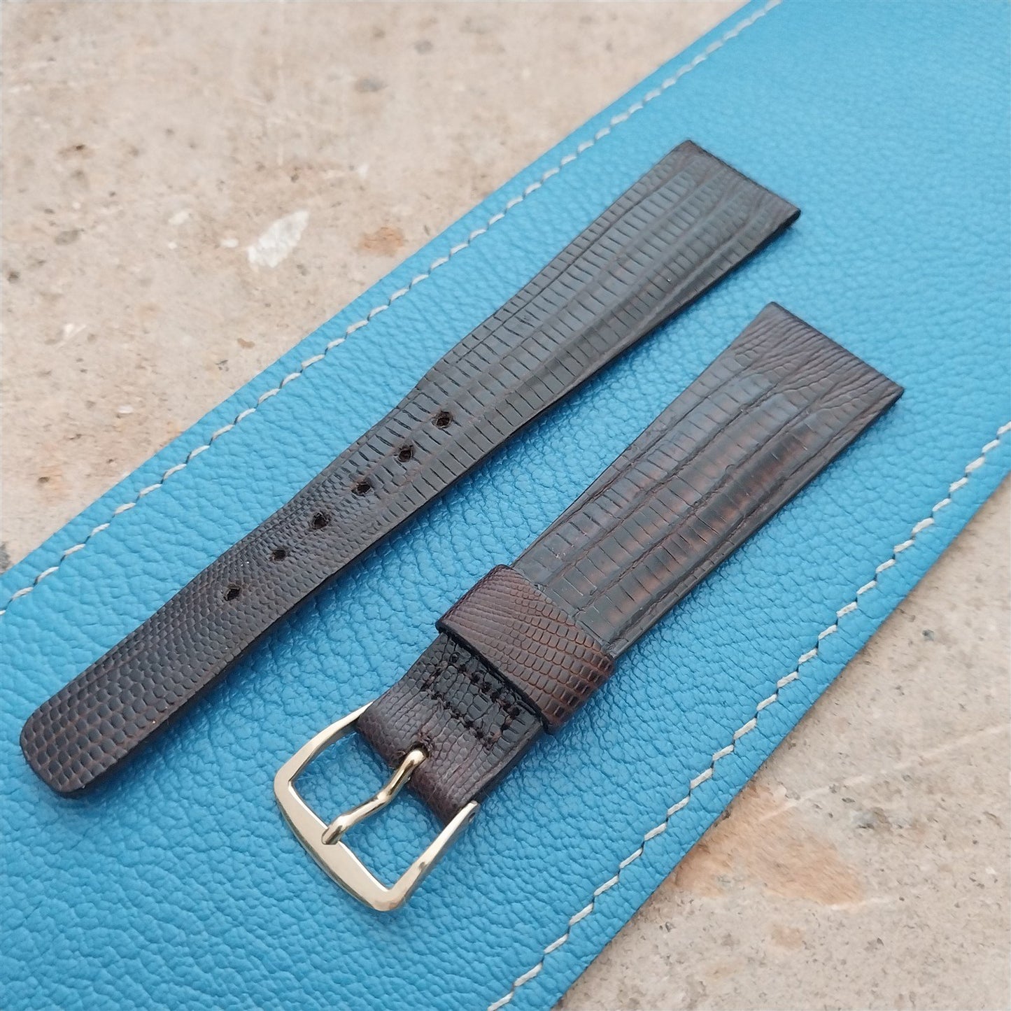 20mm Hamilton Lizard NOS Vintage Watch Strap & Gold Logo Buckle