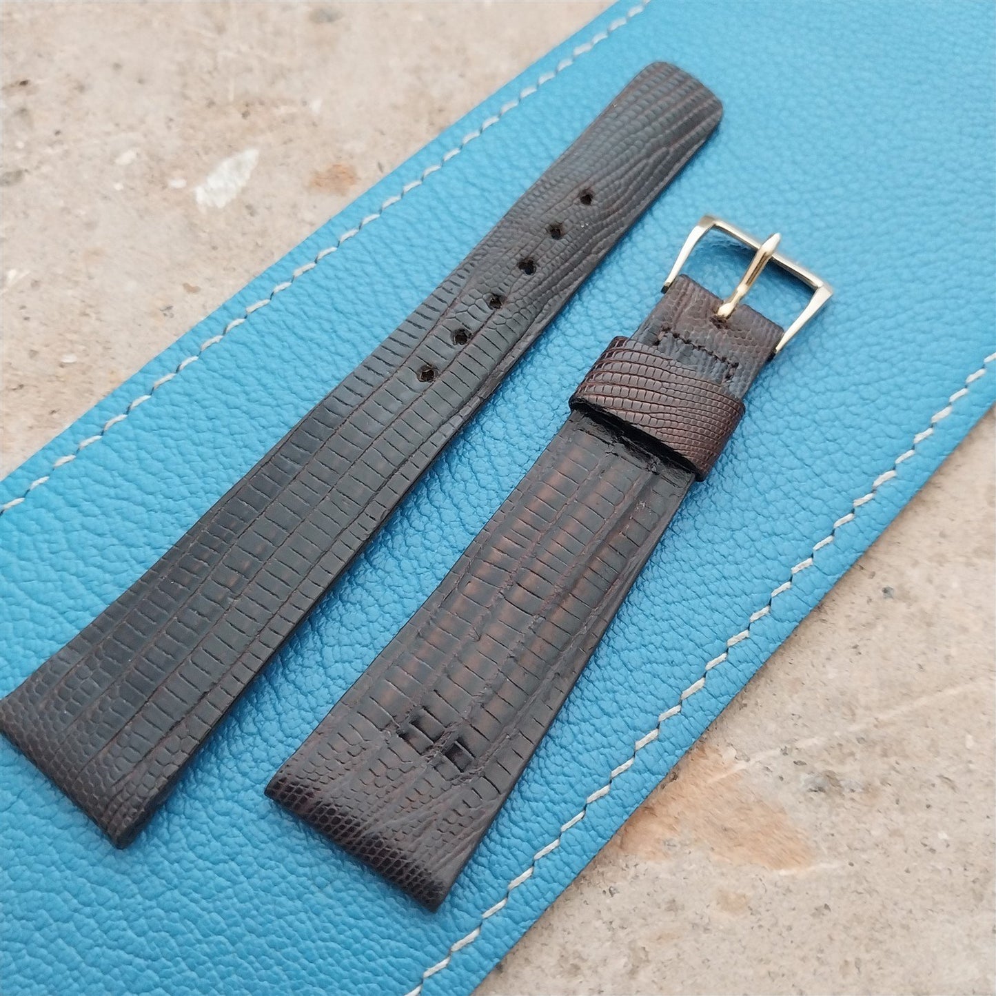 20mm Hamilton Lizard NOS Vintage Watch Strap & Gold Logo Buckle