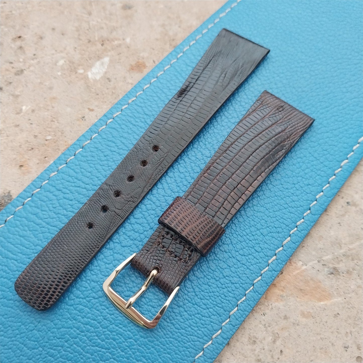 20mm Hamilton Lizard NOS Vintage Watch Strap & Gold Logo Buckle