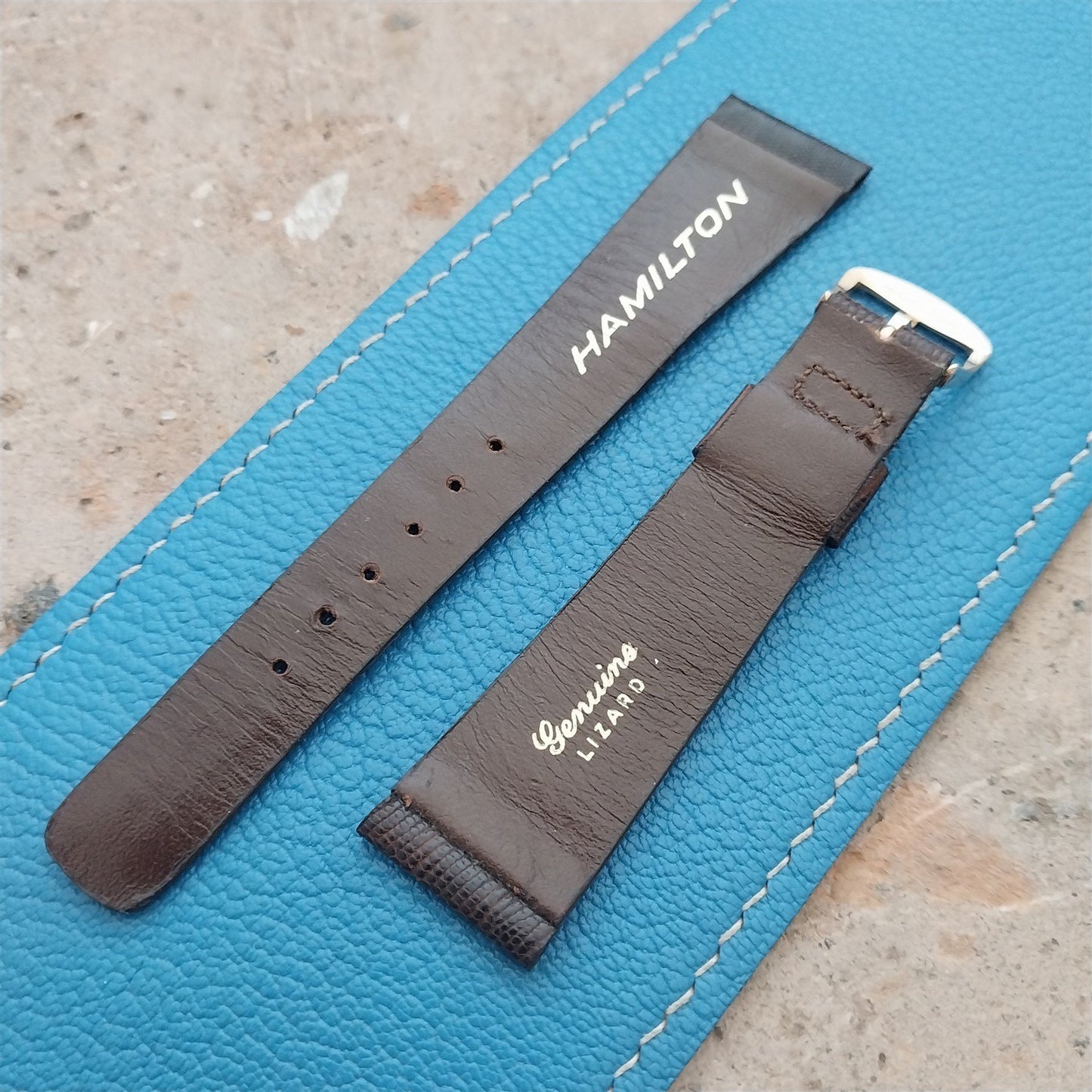 20mm Hamilton Lizard NOS Vintage Watch Strap & Gold Logo Buckle